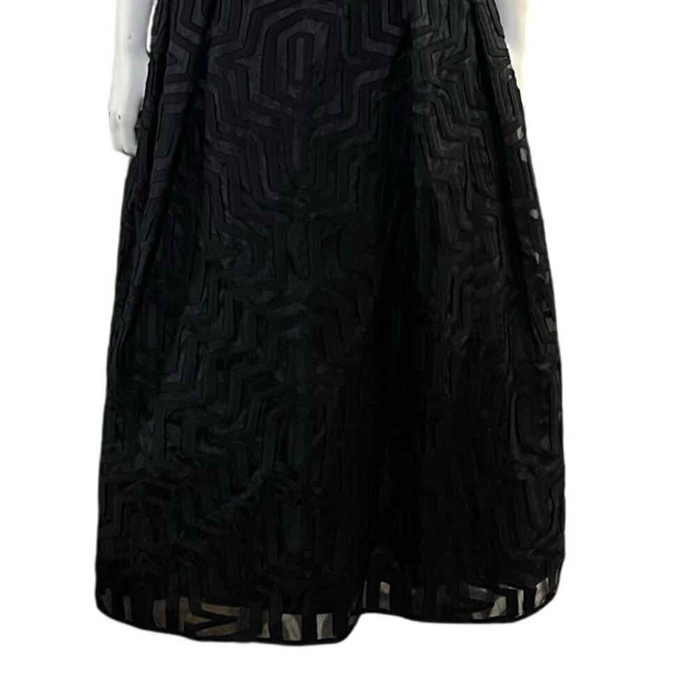 Milly Olivia Black Illusion Cocktail Dress Sleeveless Midi Gown Size 4 - Picture 13 of 16